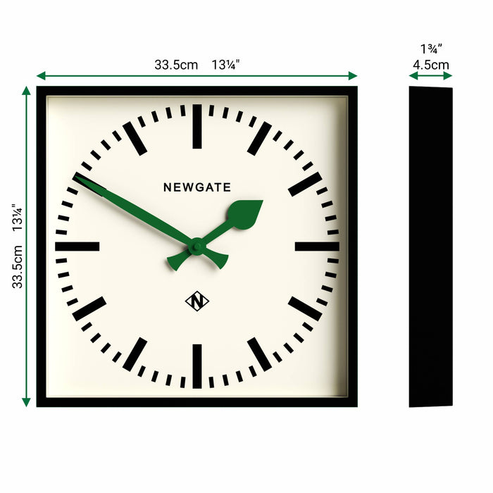 Newgate Number Five wall clock in black and green 33cm