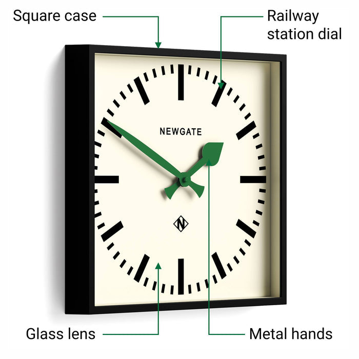 Newgate Number Five wall clock in black and green 33cm