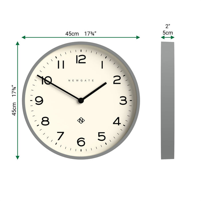 Newgate Number Two Echo wall clock in grey 45cm