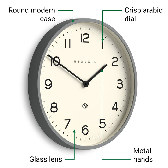 Newgate Number Two Echo wall clock in grey 45cm