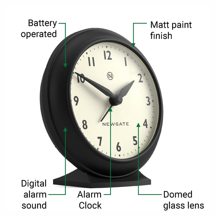 Newgate Pacific alarm clock in black
