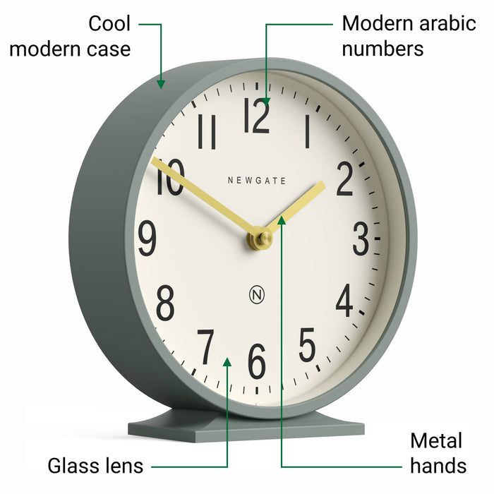 Newgate Q Mantel clock in asparagus green