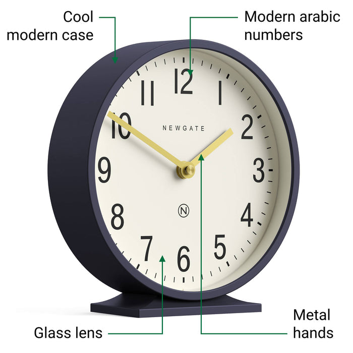 Newgate Q Mantel clock in petrol blue