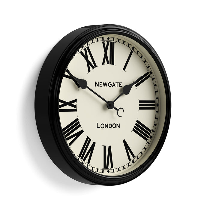 Newgate Spitalfields wall clock in gloss black 40cm