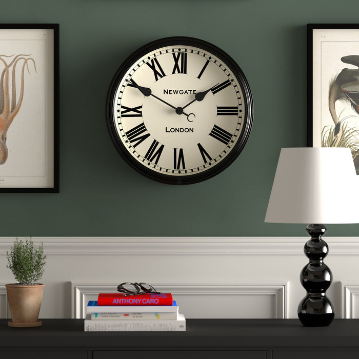 Newgate Spitalfields wall clock in gloss black 40cm