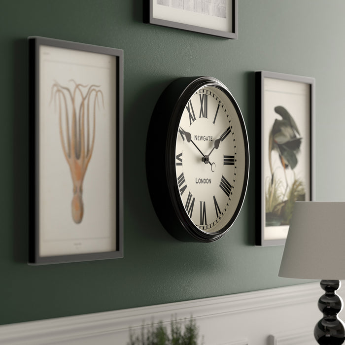 Newgate Spitalfields wall clock in gloss black 40cm