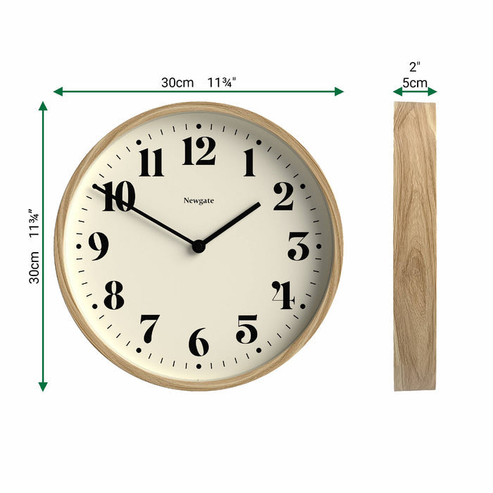 Newgate Theatre wall clock in medium faux wood 30cm