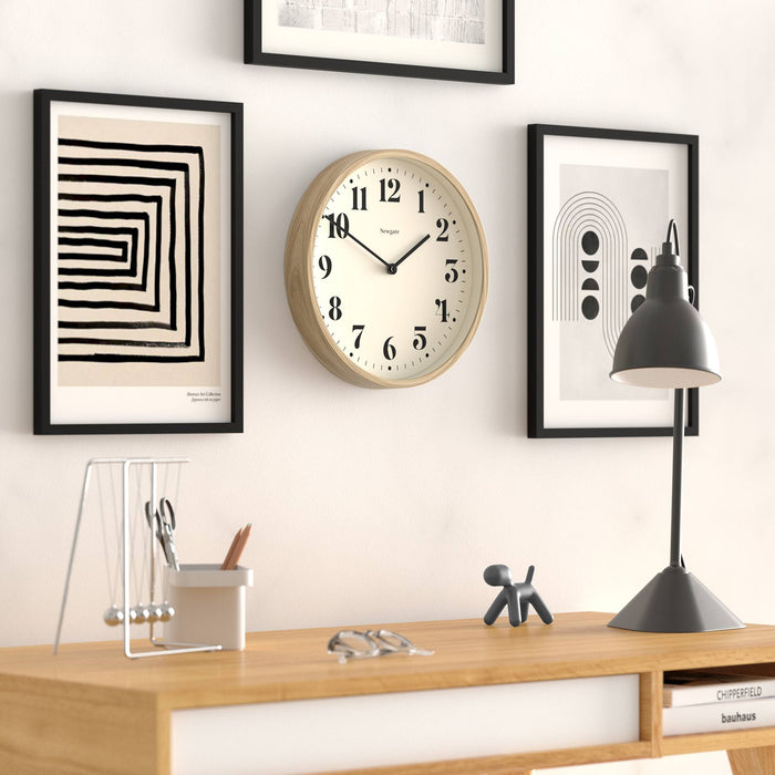 Newgate Theatre wall clock in medium faux wood 30cm