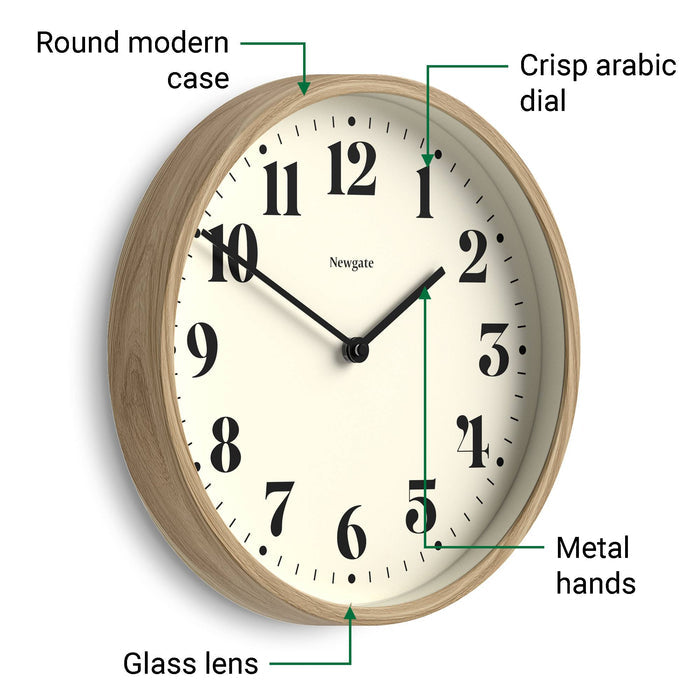 Newgate Theatre wall clock in medium faux wood 30cm