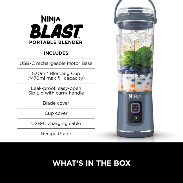 Ninja Blast Cordless Portable Blender, Blue | BC151UKNV