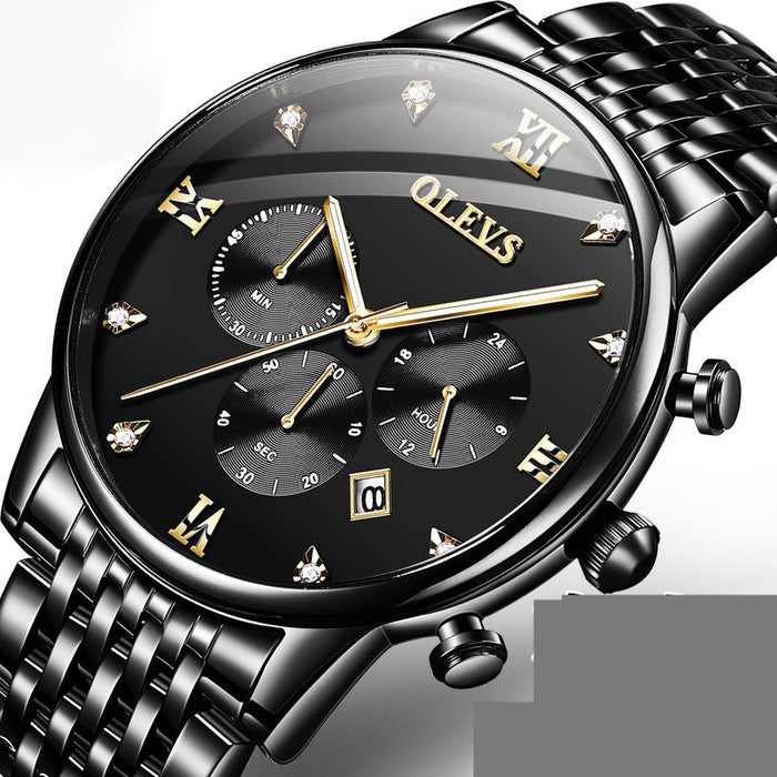 OLEVS Multi-function Chronograph Quartz Watch Night Light Waterproof