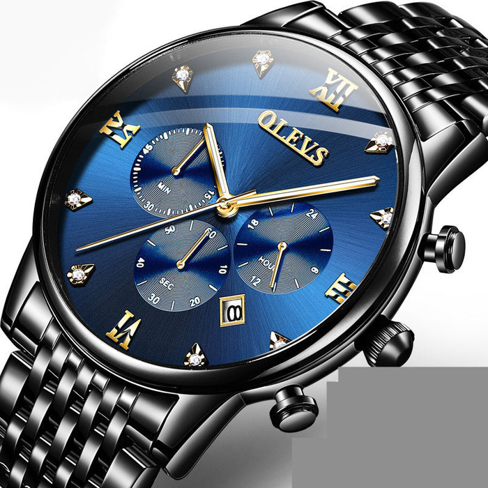 OLEVS Multi-function Chronograph Quartz Watch Night Light Waterproof