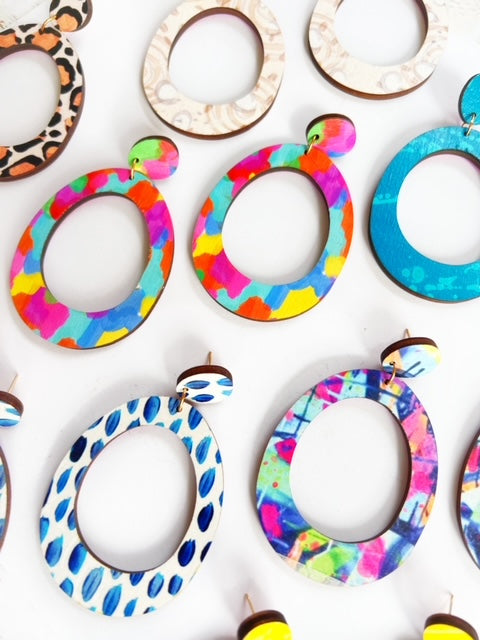 Olivia Drop Earring - Colorful Bright Blue White Spring Summer Statement Earring