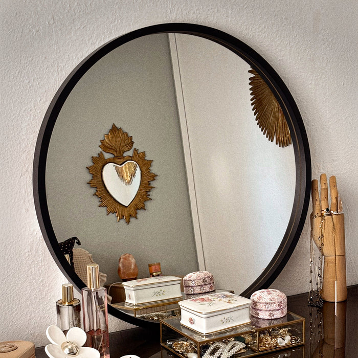 Olivia Round Mirror, 32.28 in diameter, Ashwood Black