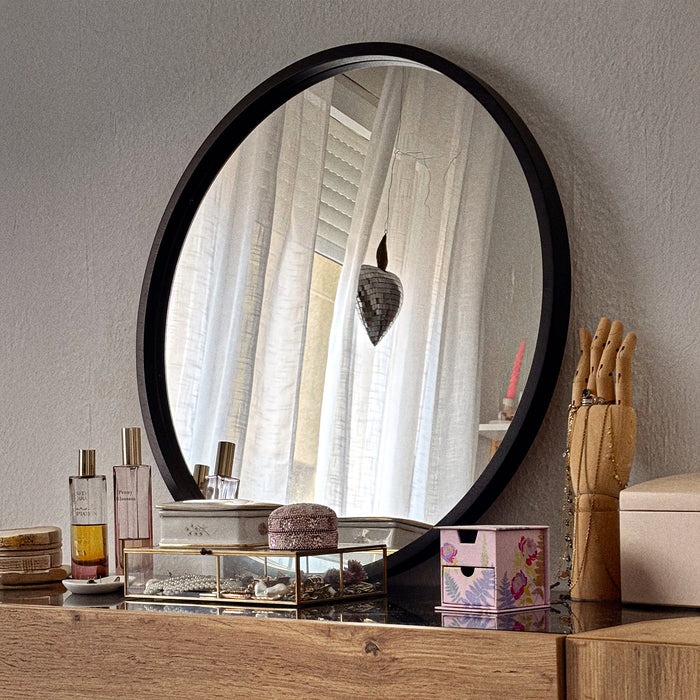 Olivia Round Mirror, 32.28 in diameter, Ashwood Black