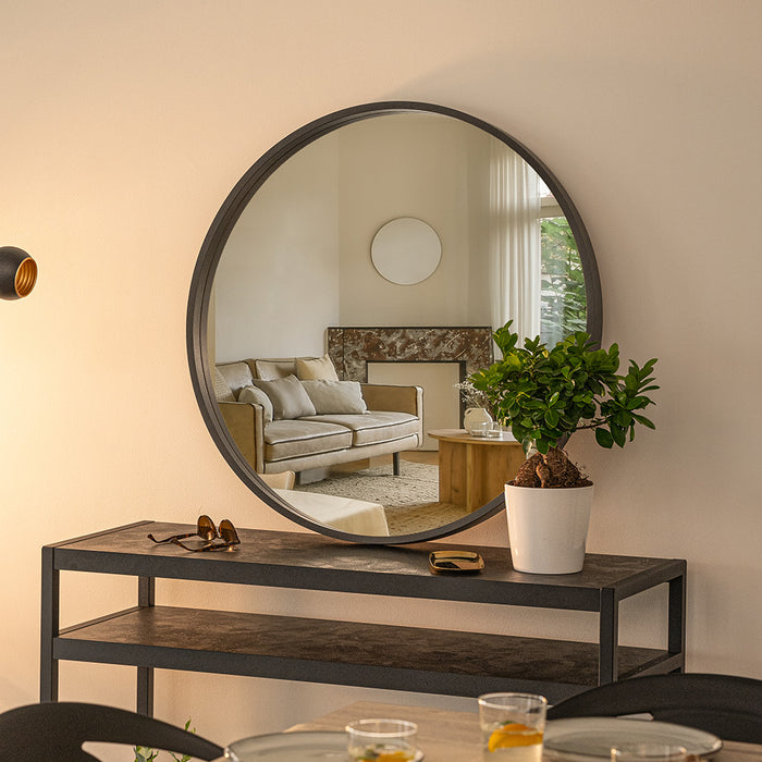 Olivia Round Mirror, 32.28 in diameter, Ashwood Black
