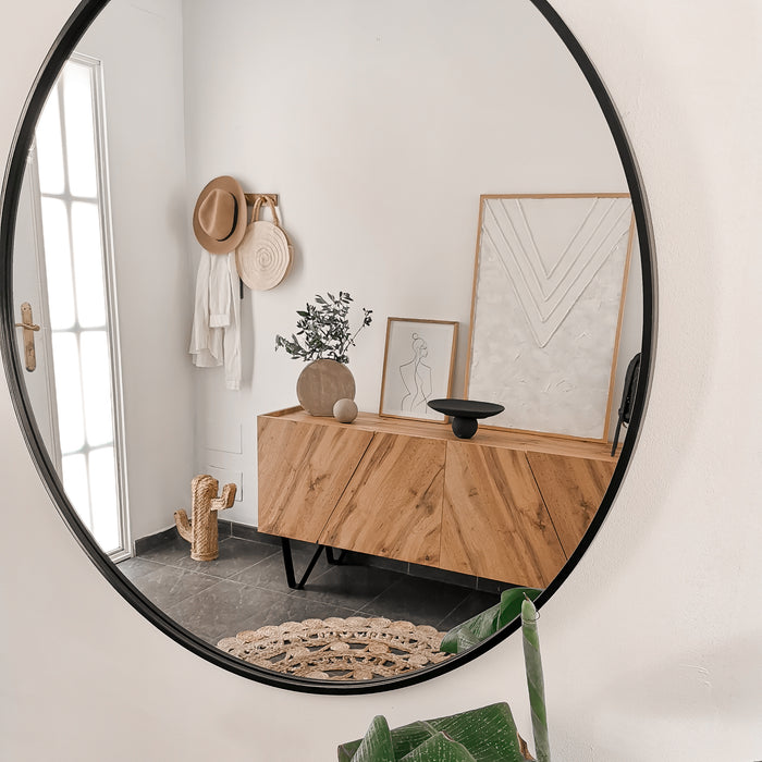 Olivia Round Mirror, 32.28 in diameter, Ashwood Black