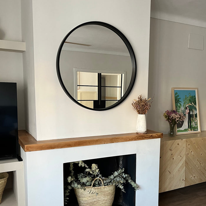 Olivia Round Mirror, 32.28 in diameter, Ashwood Black