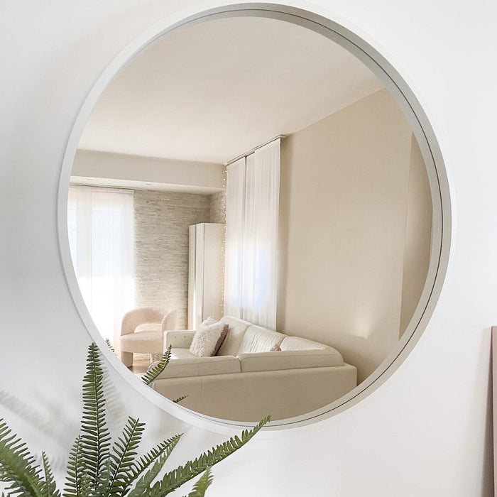 Olivia Round Mirror, 32.28 in diameter, Ashwood White