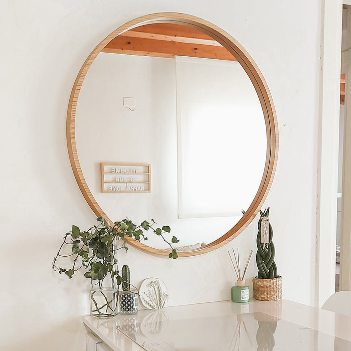 Olivia Round Mirror, 32.28 in diameter, Rustic Oak