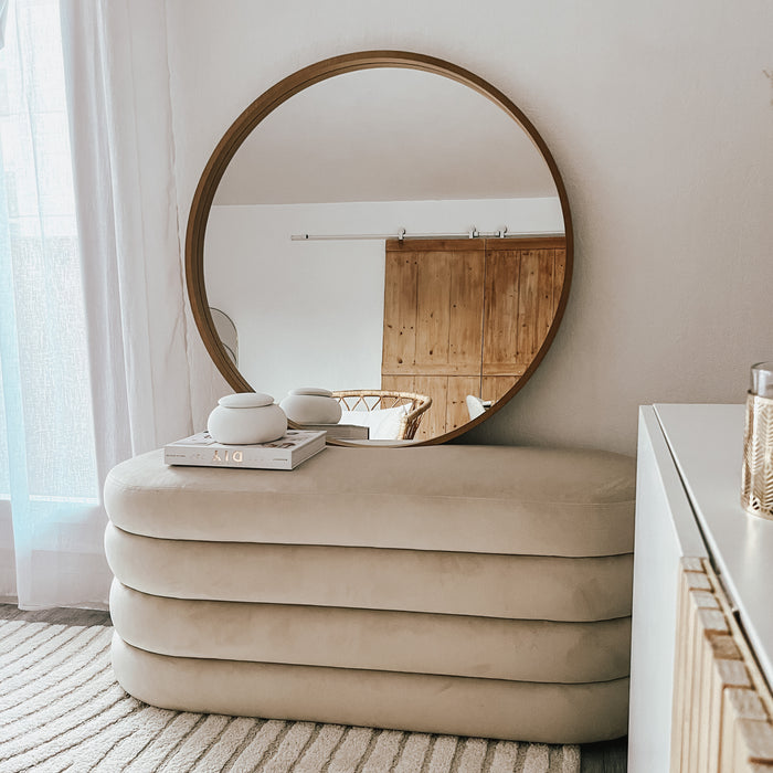 Olivia Round Mirror, 32.28 in diameter, Rustic Oak