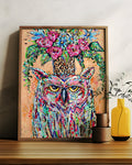 Owl and Bouquet Reproduction - Print on Paper or Canvas