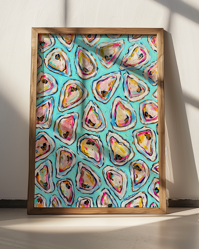 Oysters #2 Art Print on Paper or Canvas - Coastal Decor, Nautical Art Poster