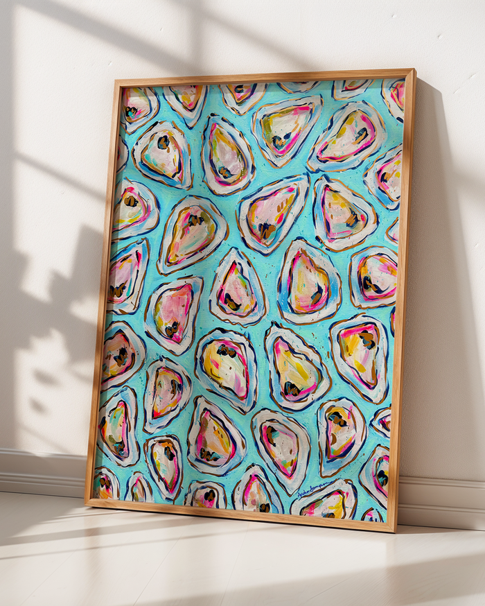 Oysters #2 Art Print on Paper or Canvas - Coastal Decor, Nautical Art Poster