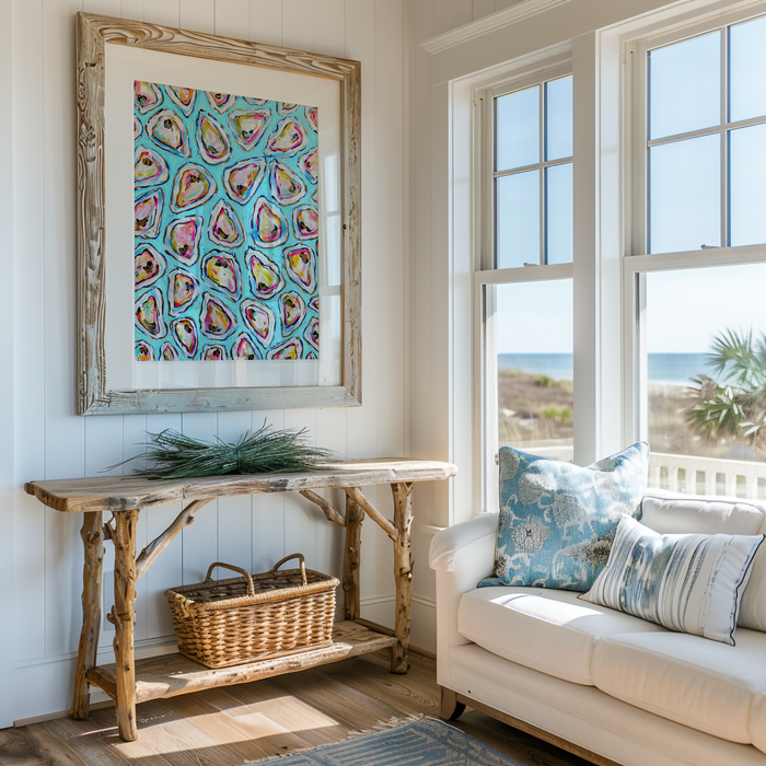 Oysters #2 Art Print on Paper or Canvas - Coastal Decor, Nautical Art Poster