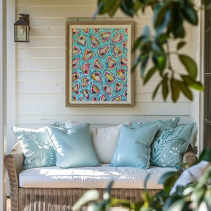 Oysters #2 Art Print on Paper or Canvas - Coastal Decor, Nautical Art Poster