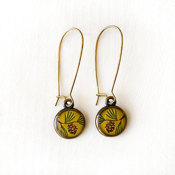 Pine Cone Bronze Earrings