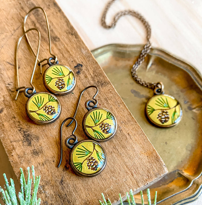 Pine Cone Bronze Earrings
