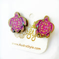Pink Sea Turtle Stud - Colorful Spring Summer Earring, Resort Wear, Coastal Beach Nautical
