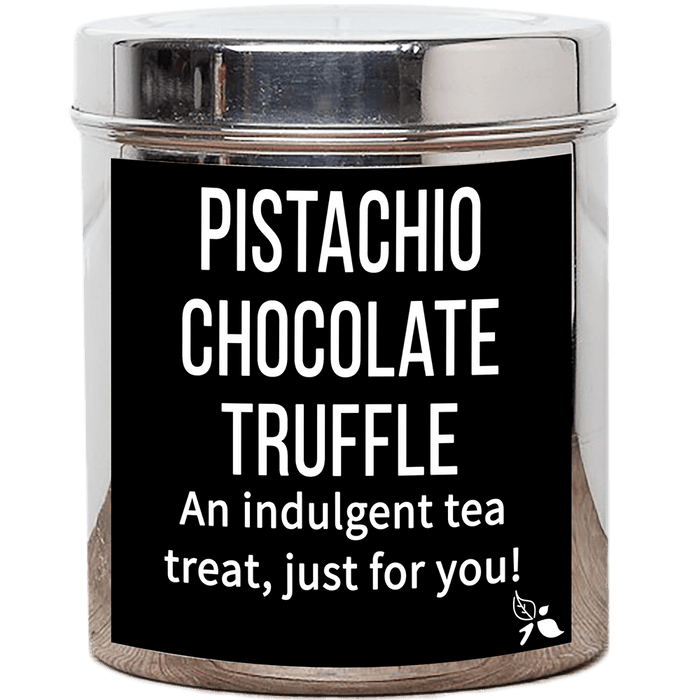 pistachio chocolate truffle tea custom tin