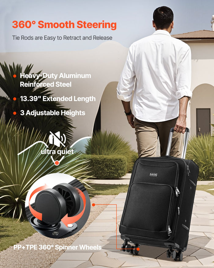 Premium 24" Softsided Expandable, Spinner Wheels, Checked Medium Luggage, TSA Lock