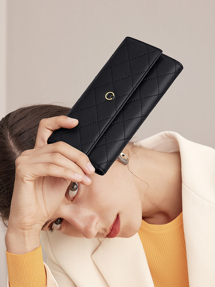 Premium Leather Diamond Pattern Wallet
