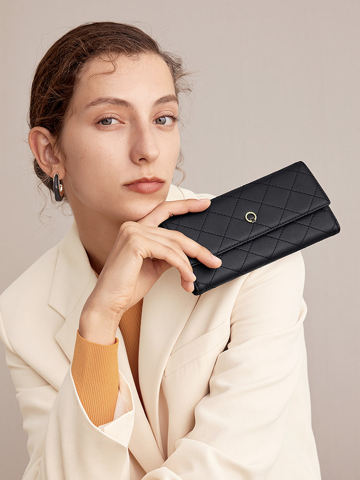 Premium Leather Diamond Pattern Wallet