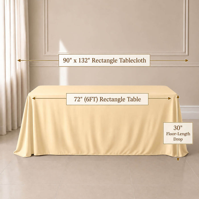 beige rectangle tablecloth on a rectangle table