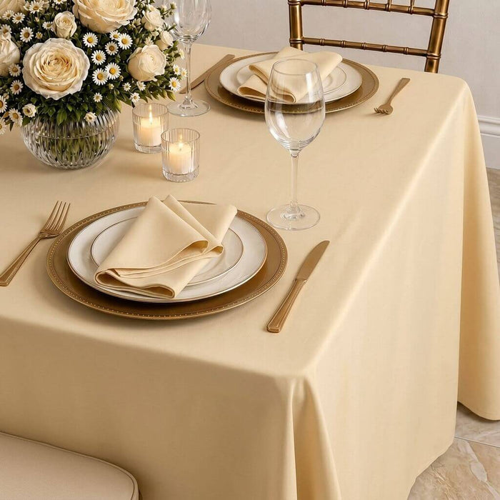 beige premium polyester rectangle tablecloth