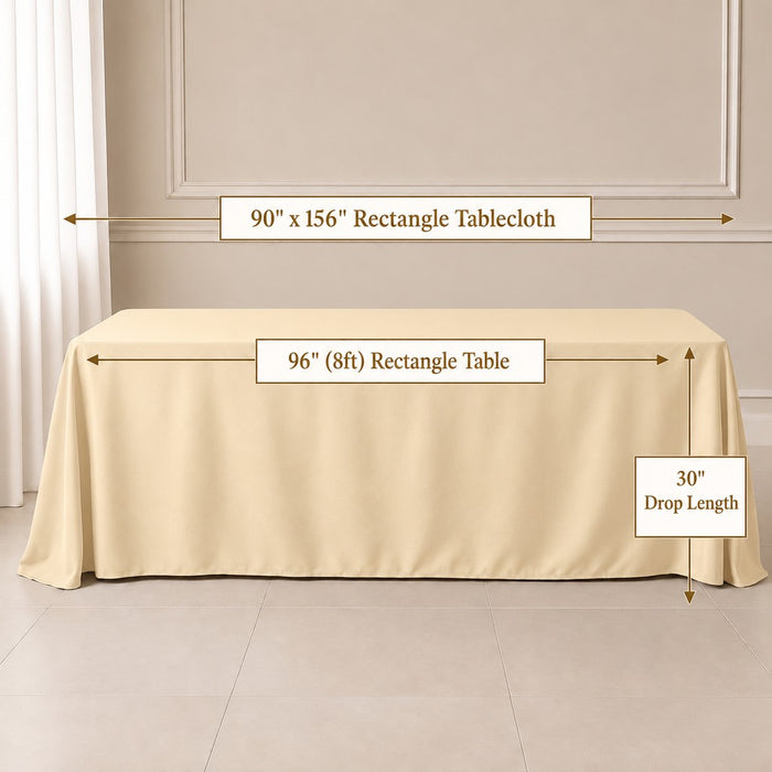 beige wrinkle-resistant rectangle tablecloth