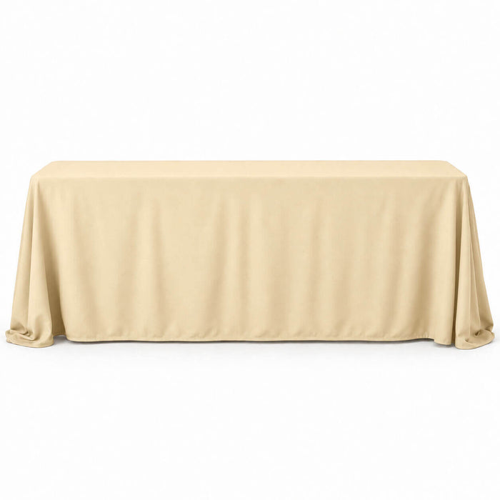 beige polyester rectangle tablecloth 90x156 inches
