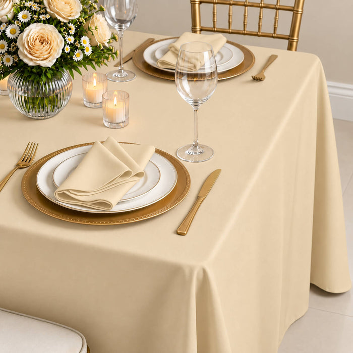 beige premium polyester rectangle tablecloth