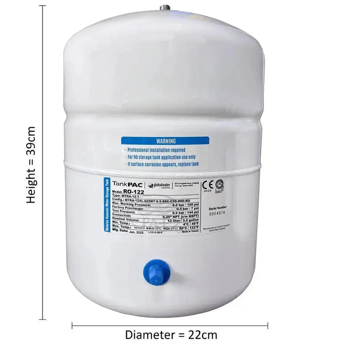 Tank RO reverse osmosis water filter pressurised buffer storage 8 litre