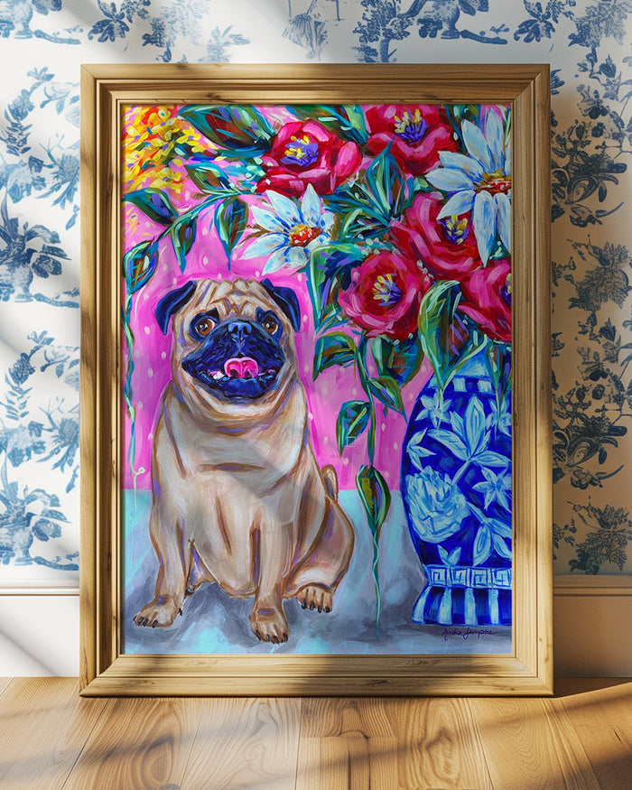 Pug Art Print | Maximalist Dog Wall Art | Dopamine Decor