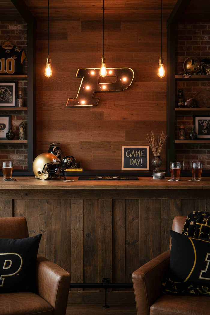 Purdue Logo Lighted Recycled Metal Decor