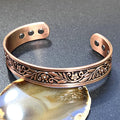 Pure Copper Cuff Bracelet Flower and Leaf Design With Rhinestones And Magnets