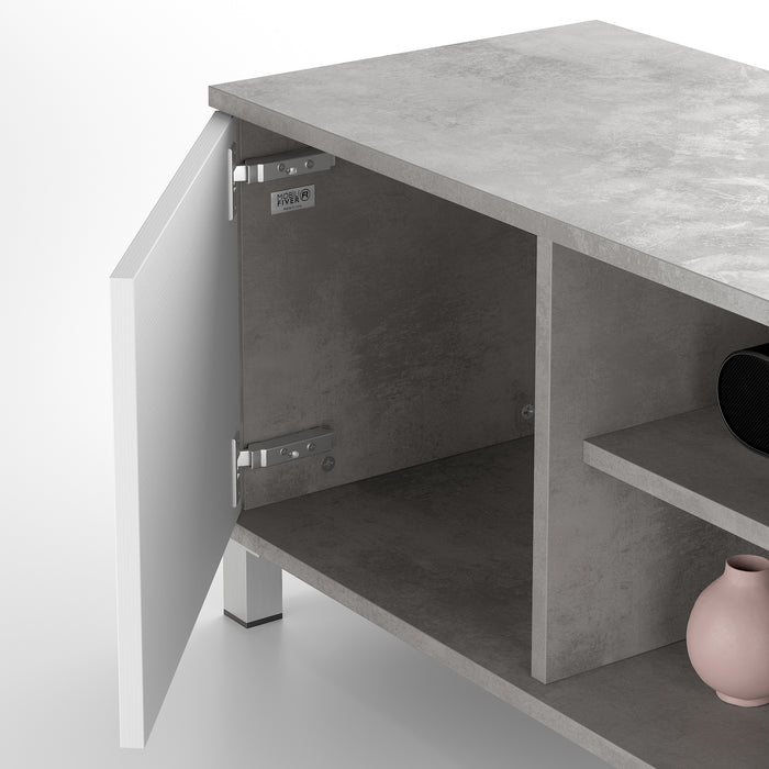 Rachele TV Stand, Concrete Effect, Grey and Ashwood White