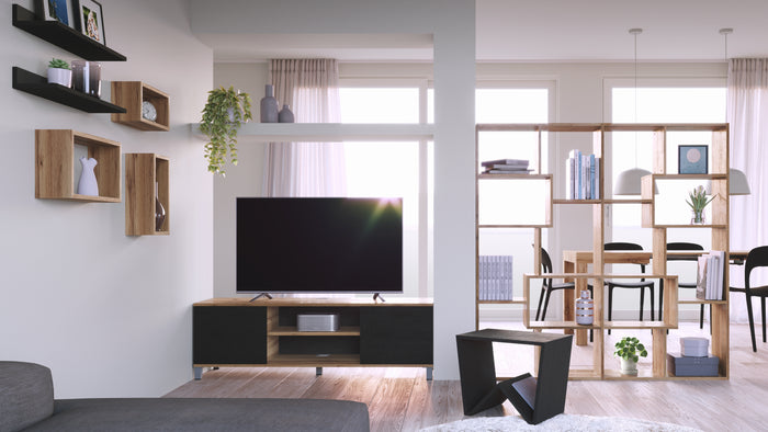 Rachele TV Stand, Concrete Effect, Grey and Ashwood White