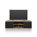 Rachele TV Stand, Rustic Oak and Ashwood Black