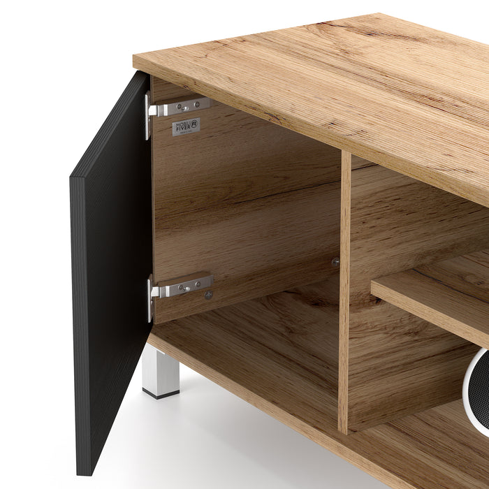 Rachele TV Stand, Rustic Oak and Ashwood Black